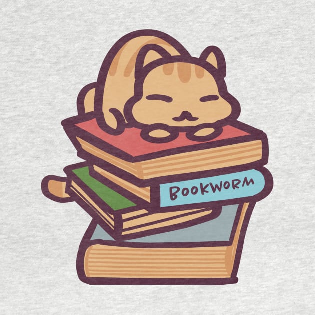 Sleepy Bookworm Cat by ThumboArtBumbo